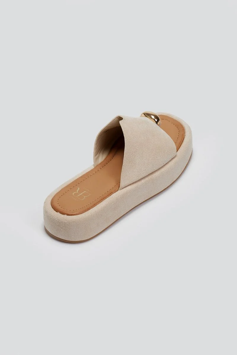 Flatforms σανδάλια suede - Μπεζ - Image 3