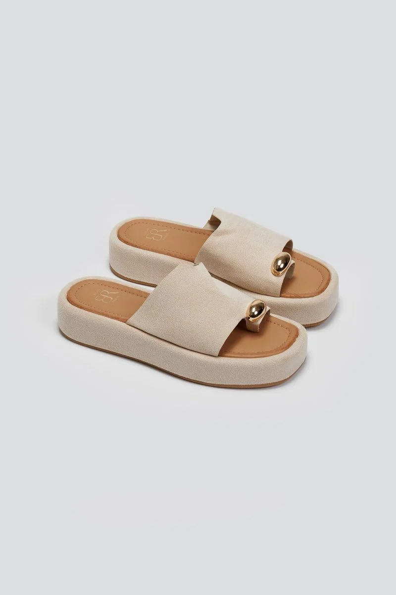 Flatforms σανδάλια suede - Μπεζ - Image 4