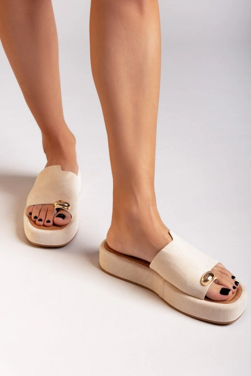 Flatforms σανδάλια suede - Μπεζ - Image 8