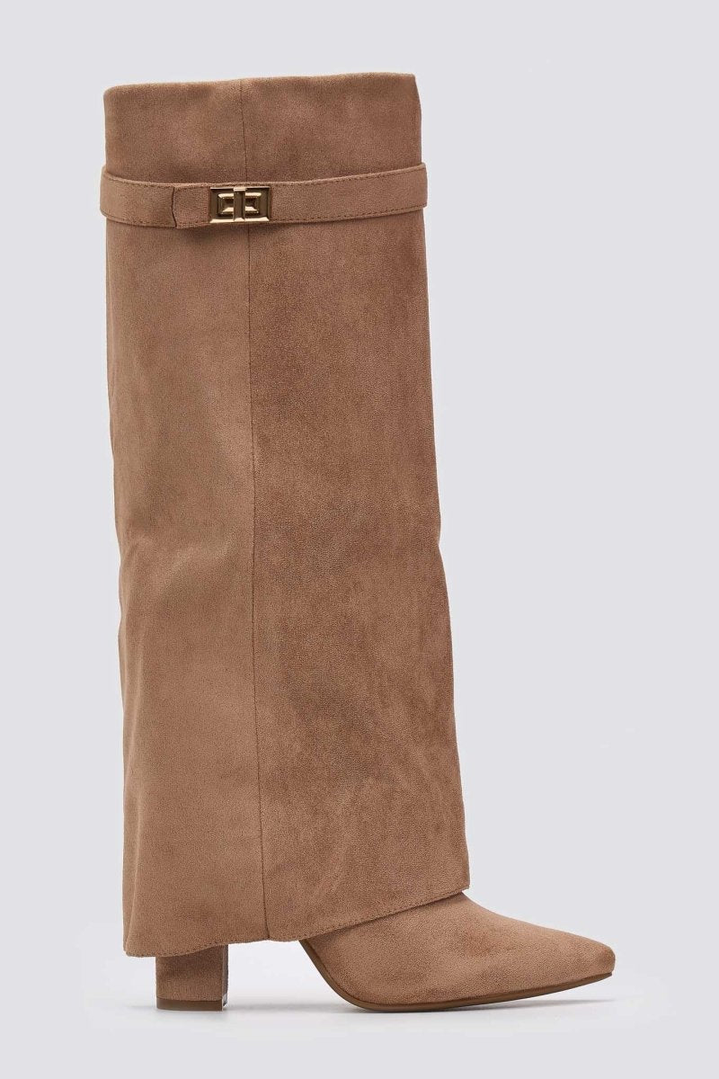 Μπότες Gaiter με Ψηλό Χοντρό Τακούνι - Ταμπά Σουέτ - Image 8