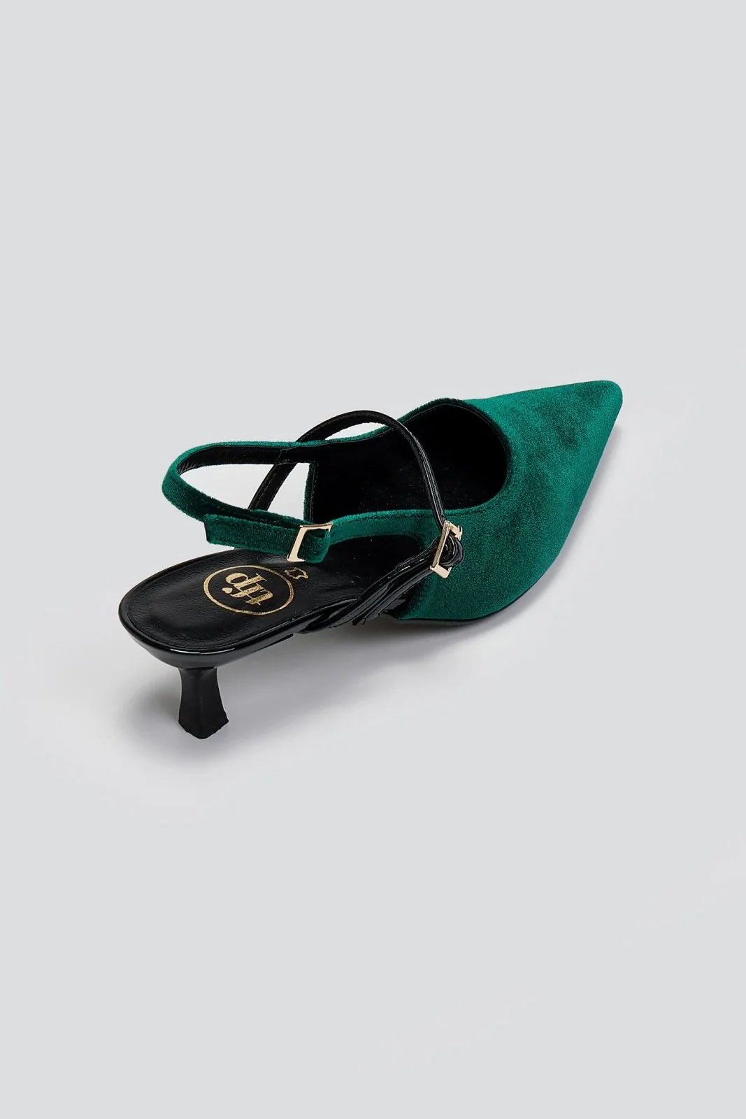 Βελούδινες Μυτερές Γόβες Slingback - Κυπαρισσί - Image 3