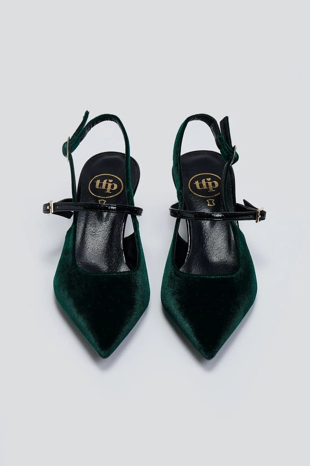 Βελούδινες Μυτερές Γόβες Slingback - Κυπαρισσί - Image 4