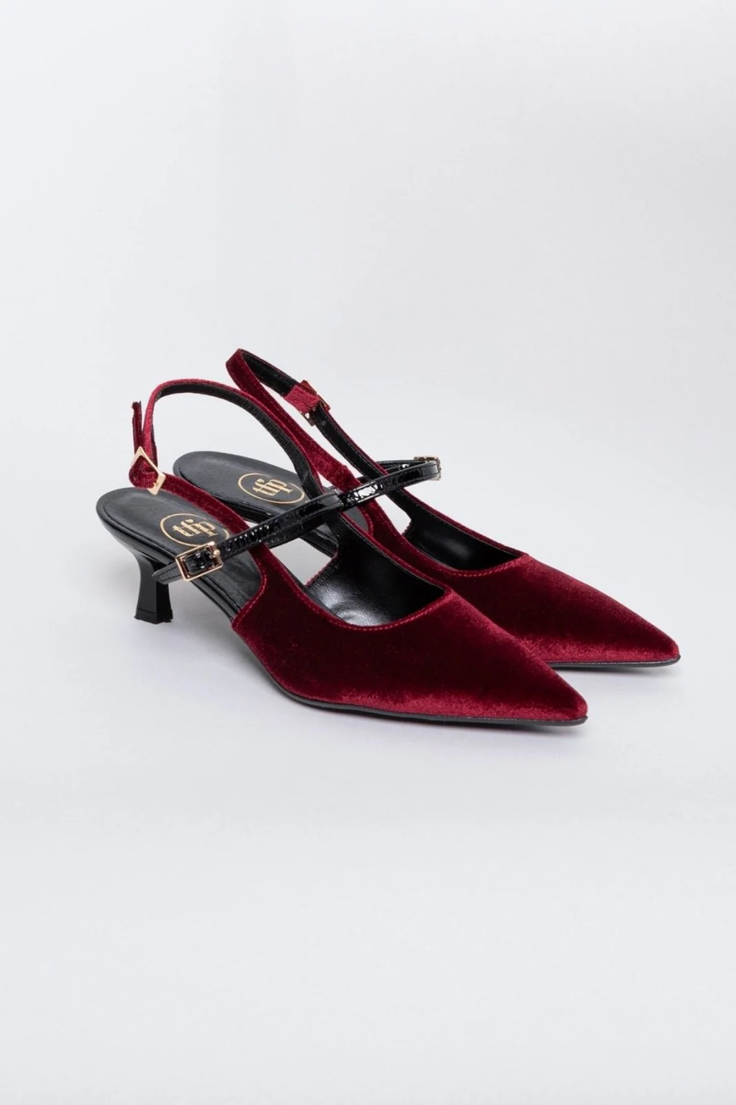 Βελούδινες Μυτερές Γόβες Slingback - Μπορντώ - Image 7