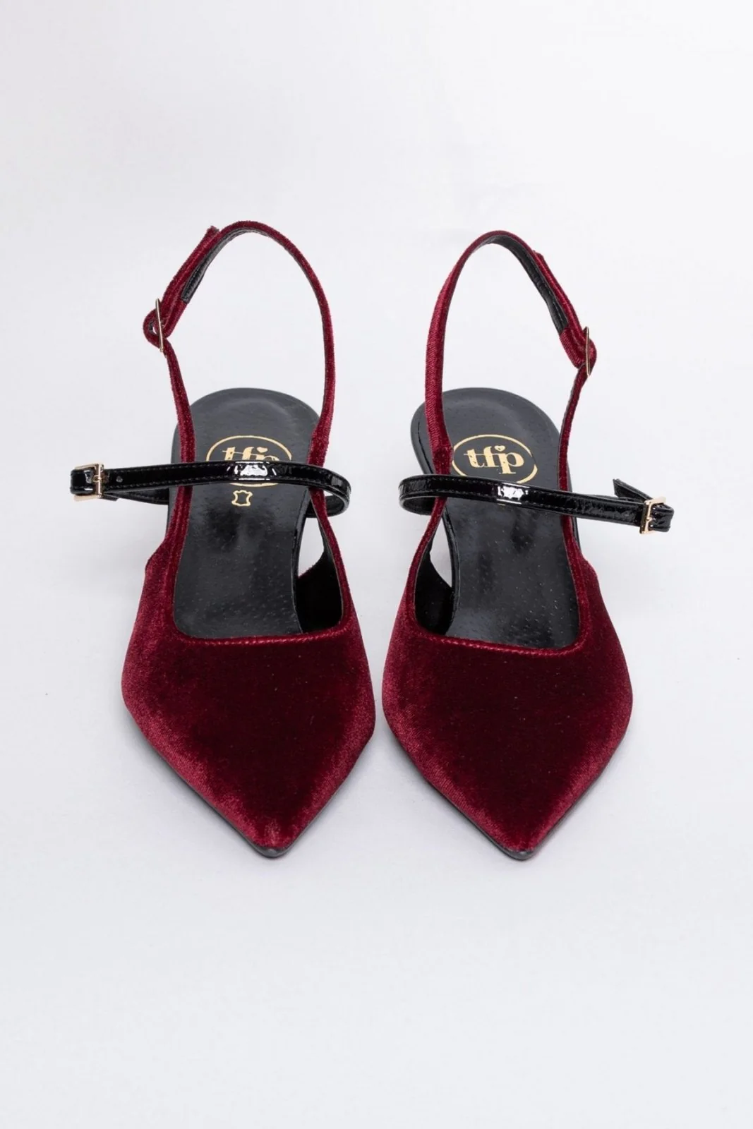 Βελούδινες Μυτερές Γόβες Slingback - Μπορντώ - Image 9
