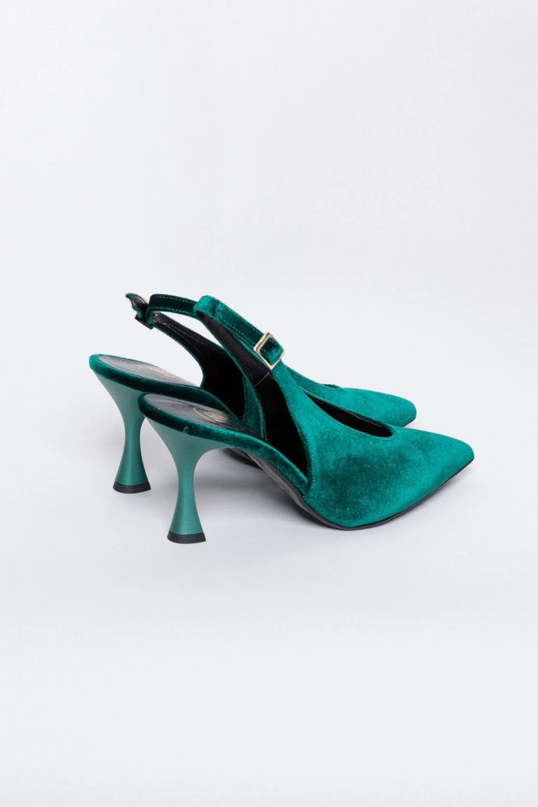 Μυτερές Βελούδινες Γόβες Slingback - Κυπαρισσί - Image 3
