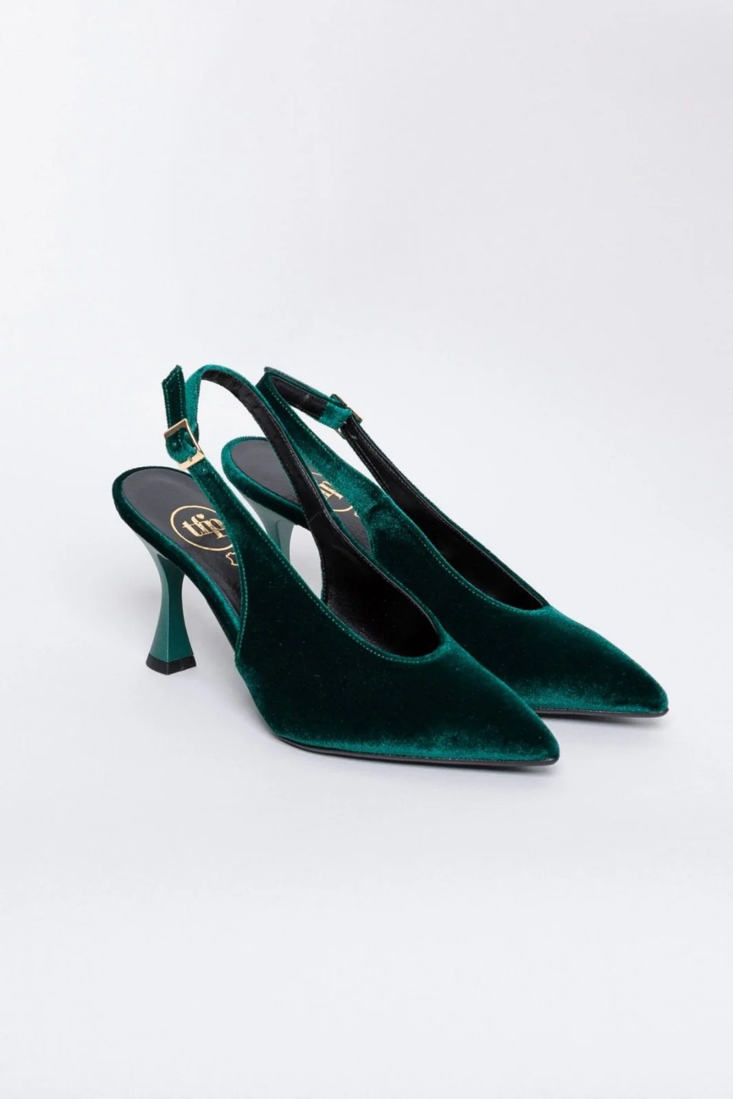 Μυτερές Βελούδινες Γόβες Slingback - Κυπαρισσί - Image 7