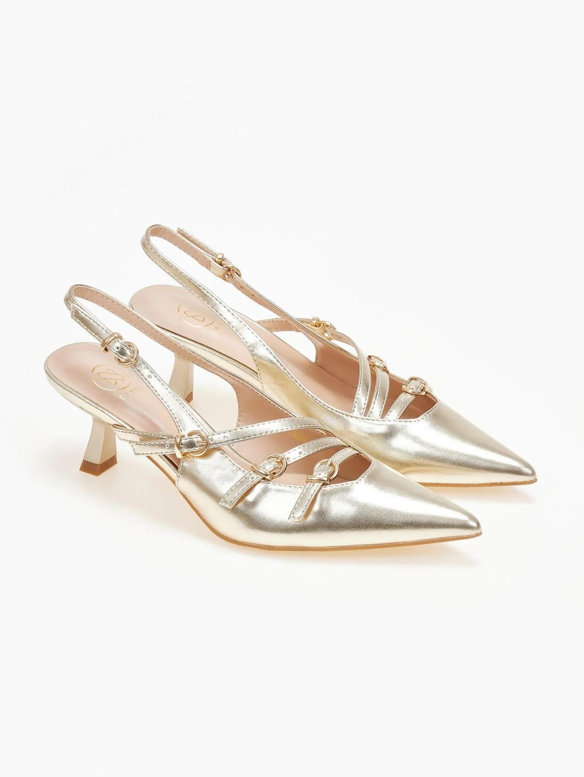 Γόβες Μυτερές Slingback - Χρυσό - Image 4