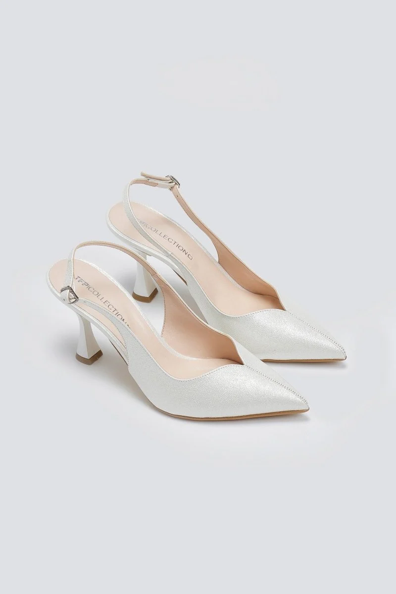 Γόβες μυτερές slingback - Λευκό Πέρλα - Image 3