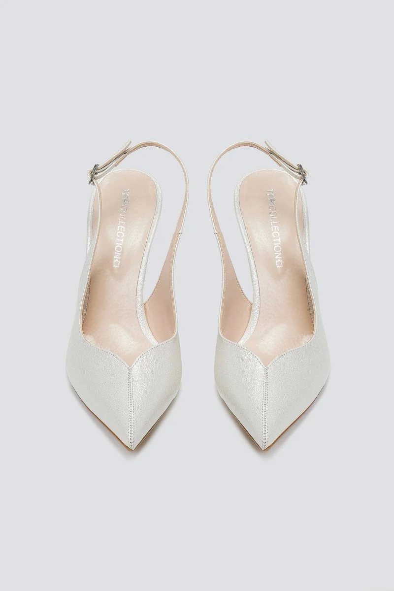 Γόβες μυτερές slingback - Λευκό Πέρλα - Image 4