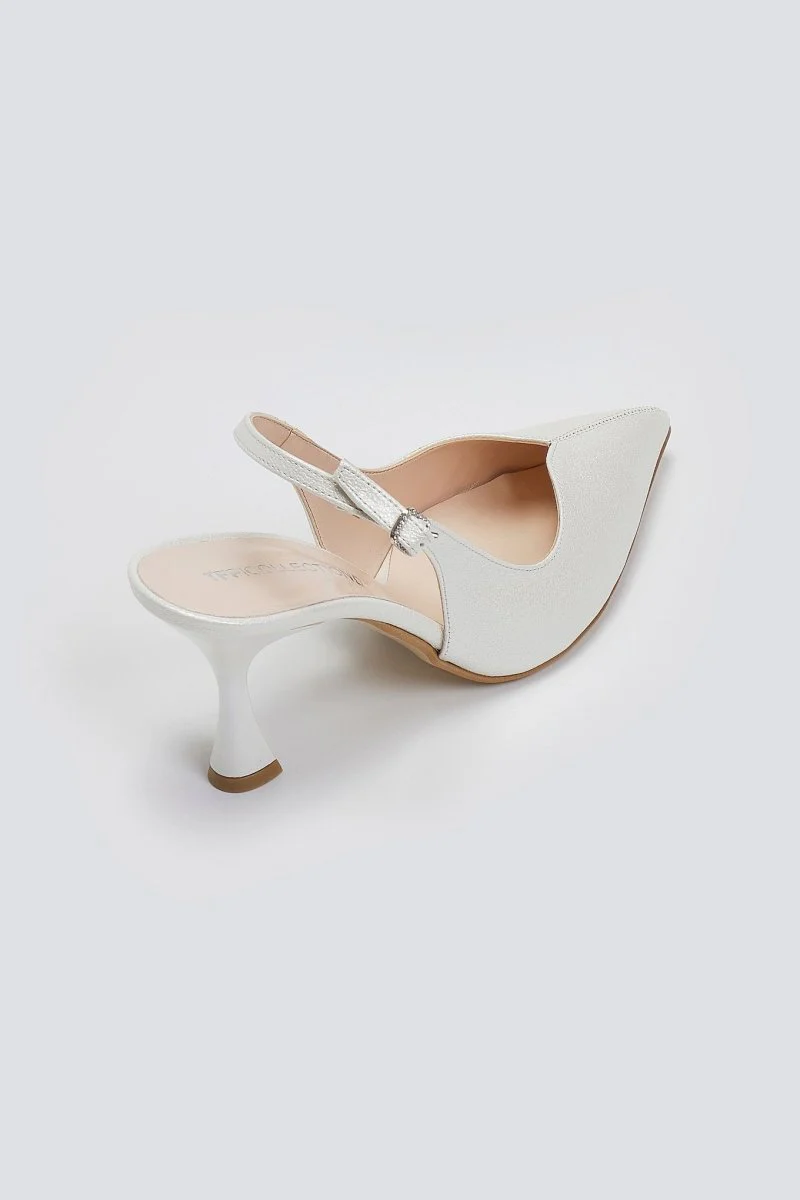 Γόβες μυτερές slingback - Λευκό Πέρλα - Image 5