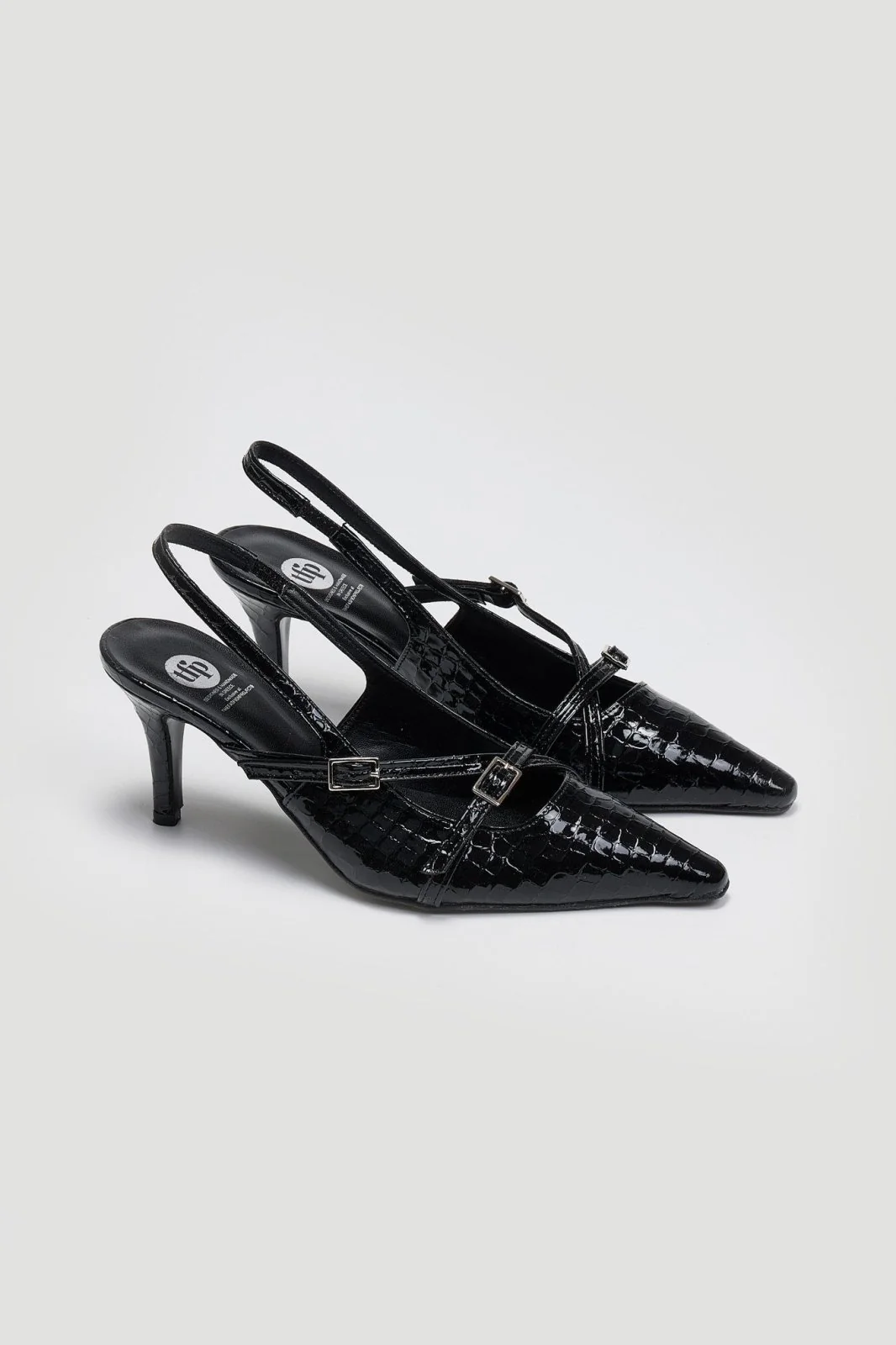 Λουστρίνι μυτερές γόβες slingback - Μαύρο - Image 6