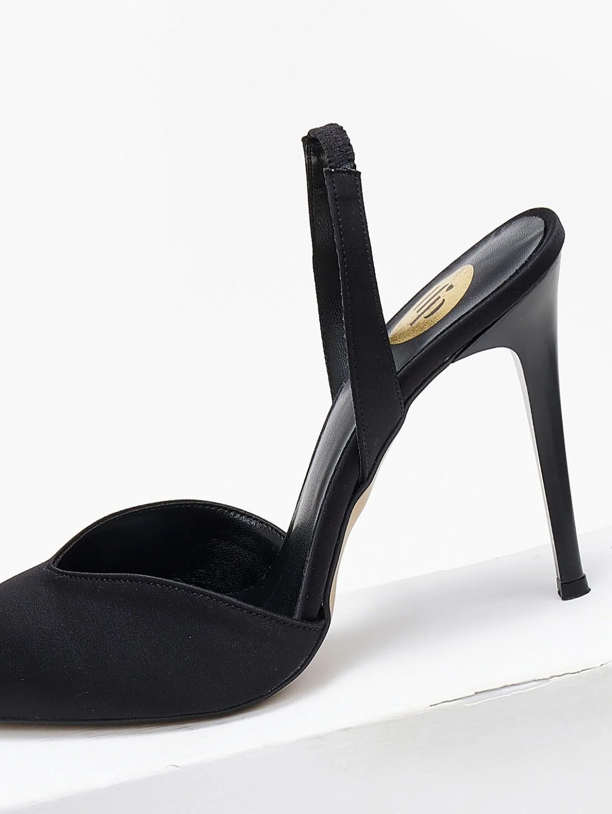 Σατέν γόβες slingback - Μαύρο - Image 3