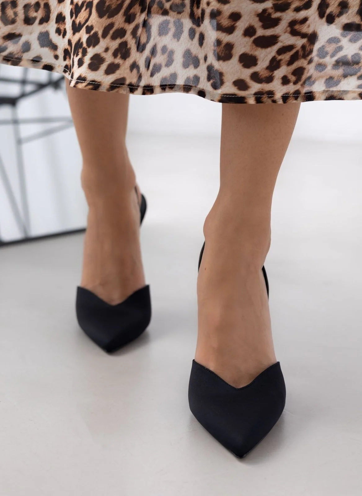 Σατέν γόβες slingback - Μαύρο - Image 7