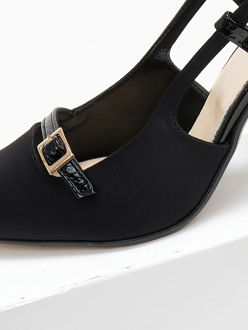 Σατέν γόβες slingback - Μαύρο - Image 4
