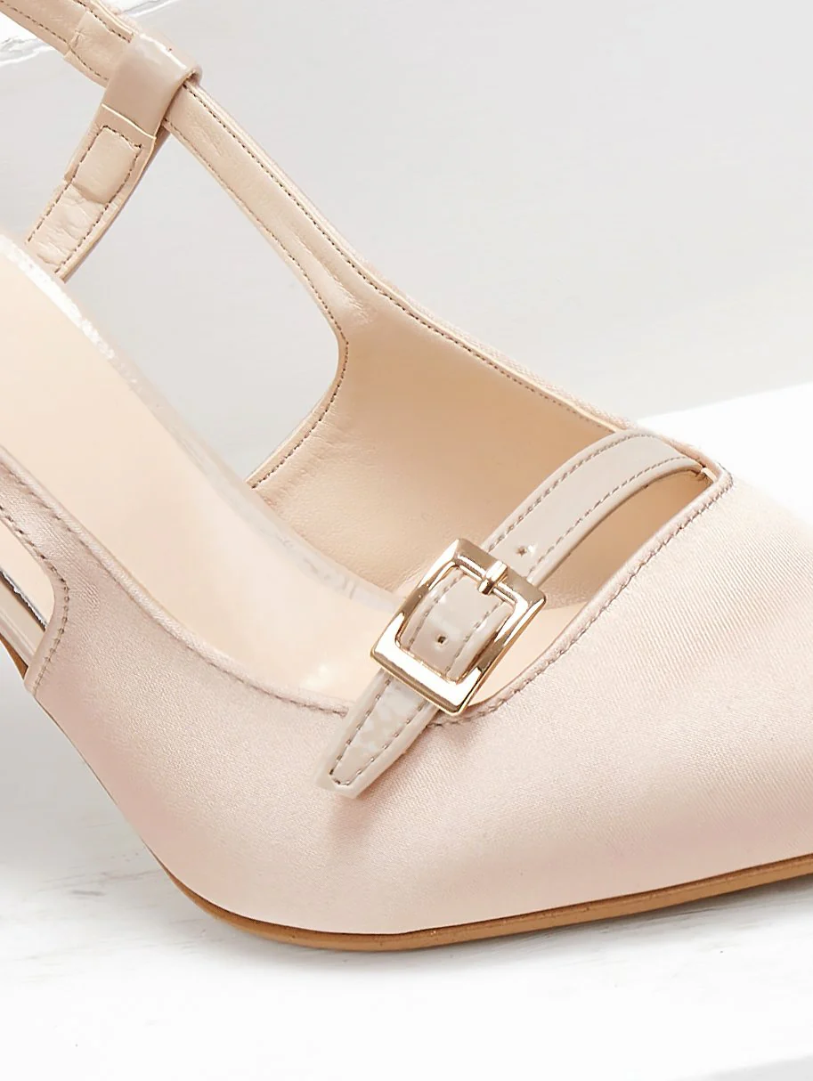 Σατέν γόβες slingback - μπεζ - Image 3