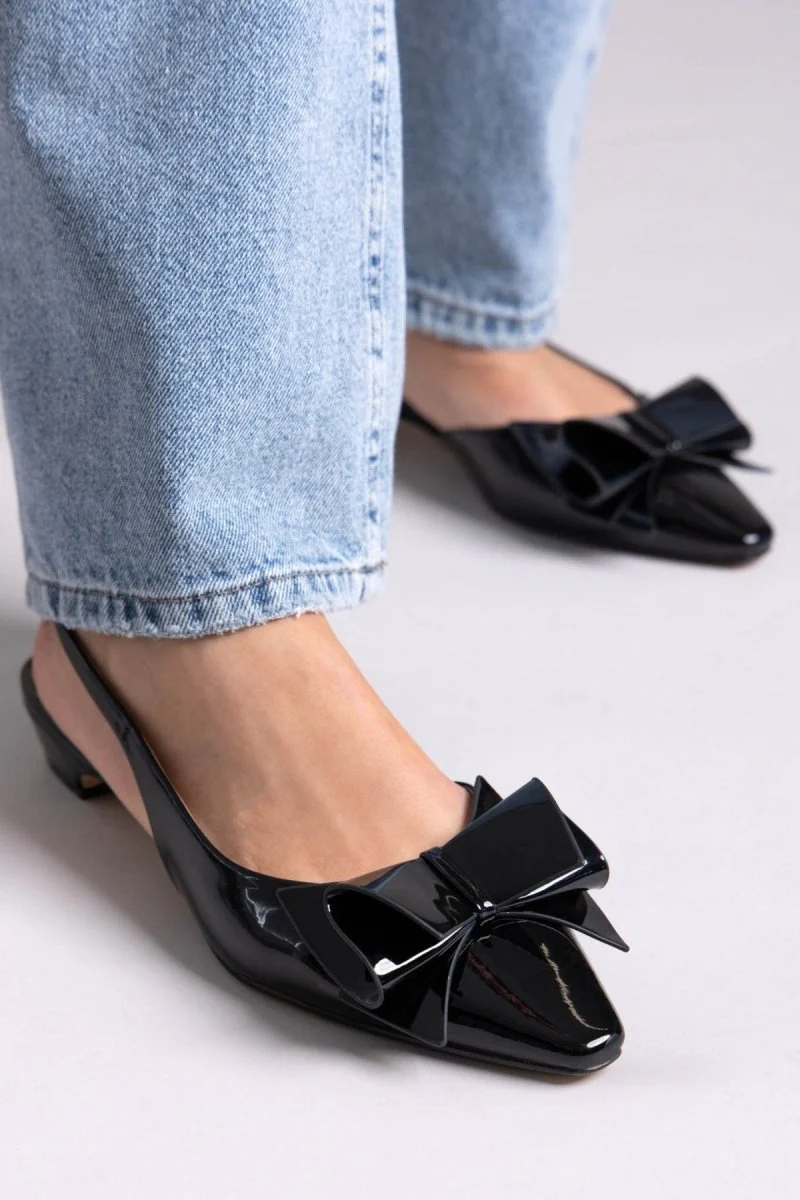 Γόβες Slingback με φιόγκο - Μαύρο - Image 5