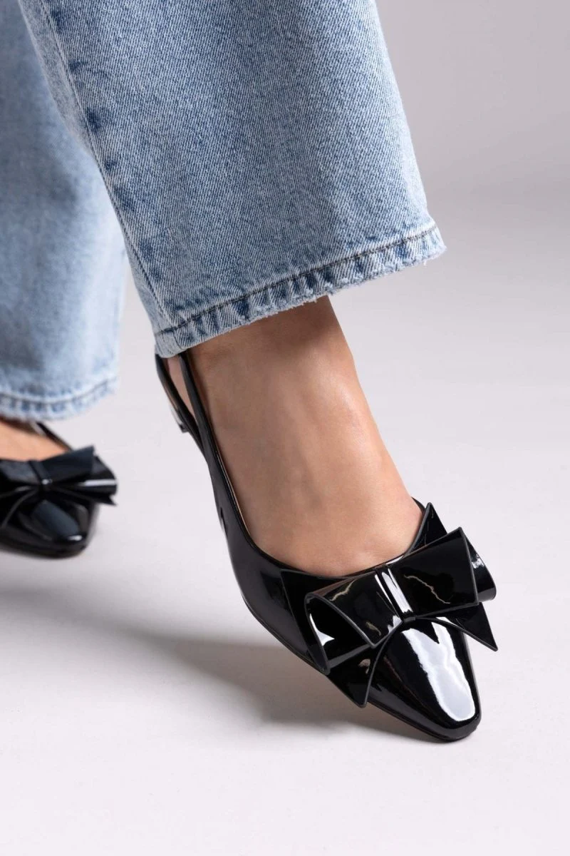 Γόβες Slingback με φιόγκο - Μαύρο - Image 6