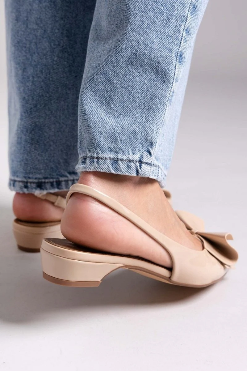 Γόβες Slingback με φιόγκο - Μπεζ - Image 5