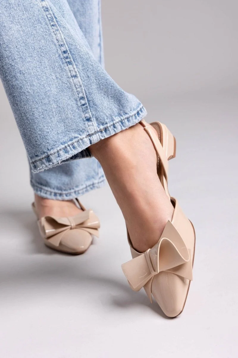 Γόβες Slingback με φιόγκο - Μπεζ - Image 6