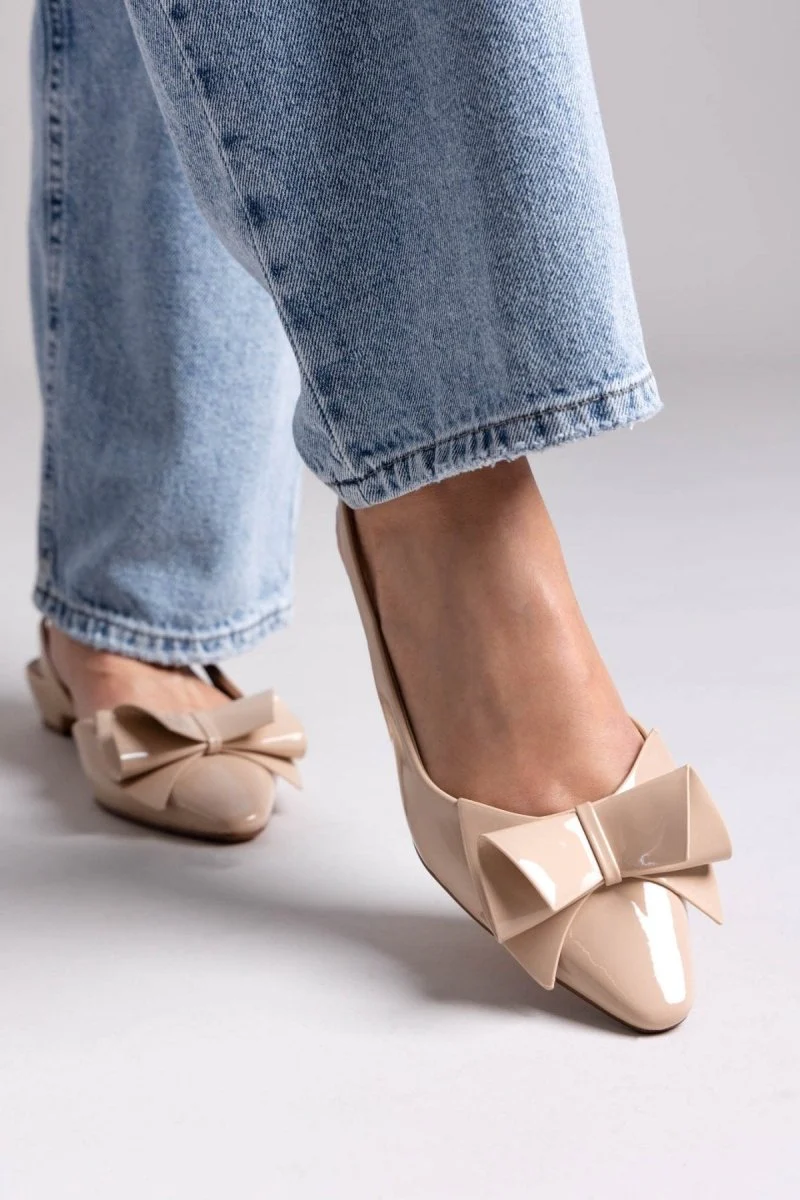 Γόβες Slingback με φιόγκο - Μπεζ - Image 8