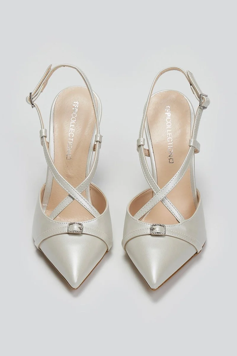 Μυτερές γόβες slingback - Λευκό Πέρλα - Image 4