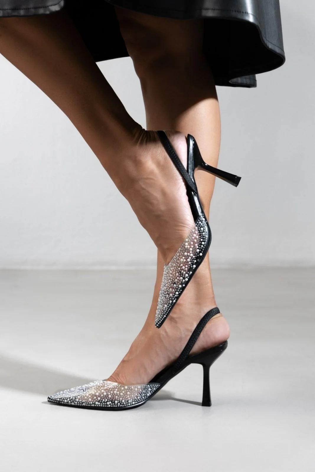 Γόβες με διαφάνεια slingback - Μαύρο - Image 4