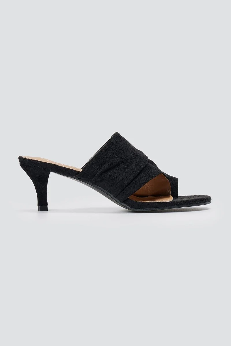 Kitten Heel Mules - Μαύρο Σουέντ