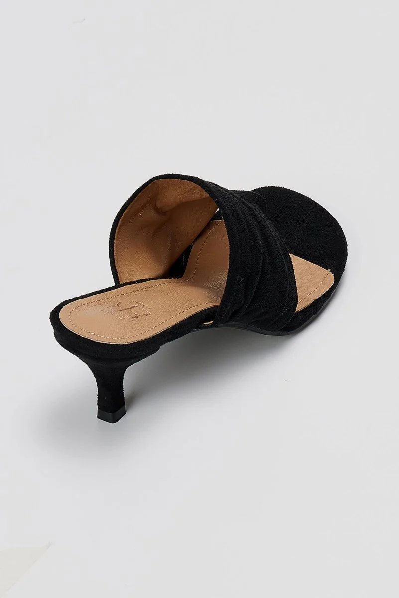 Kitten Heel Mules - Μαύρο Σουέντ - Image 4