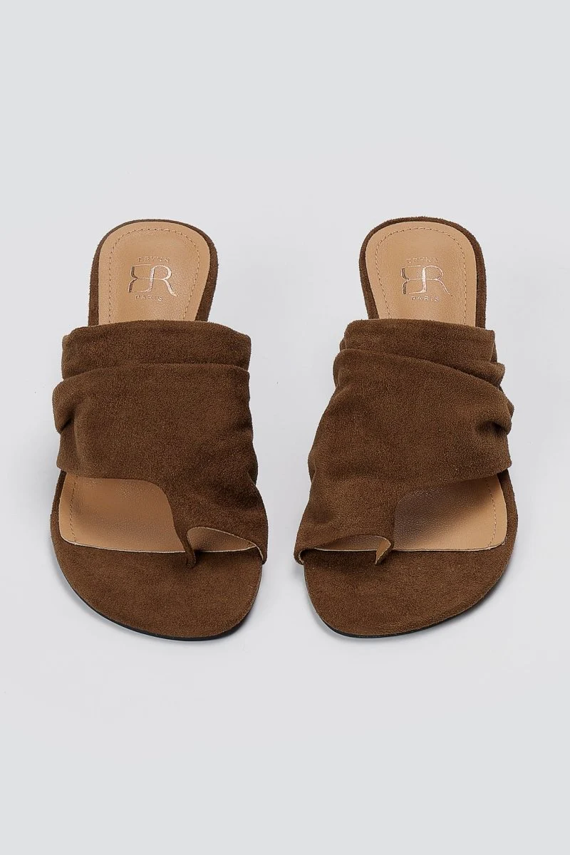 Kitten Heel Mules - Καφέ Σουέντ - Image 4