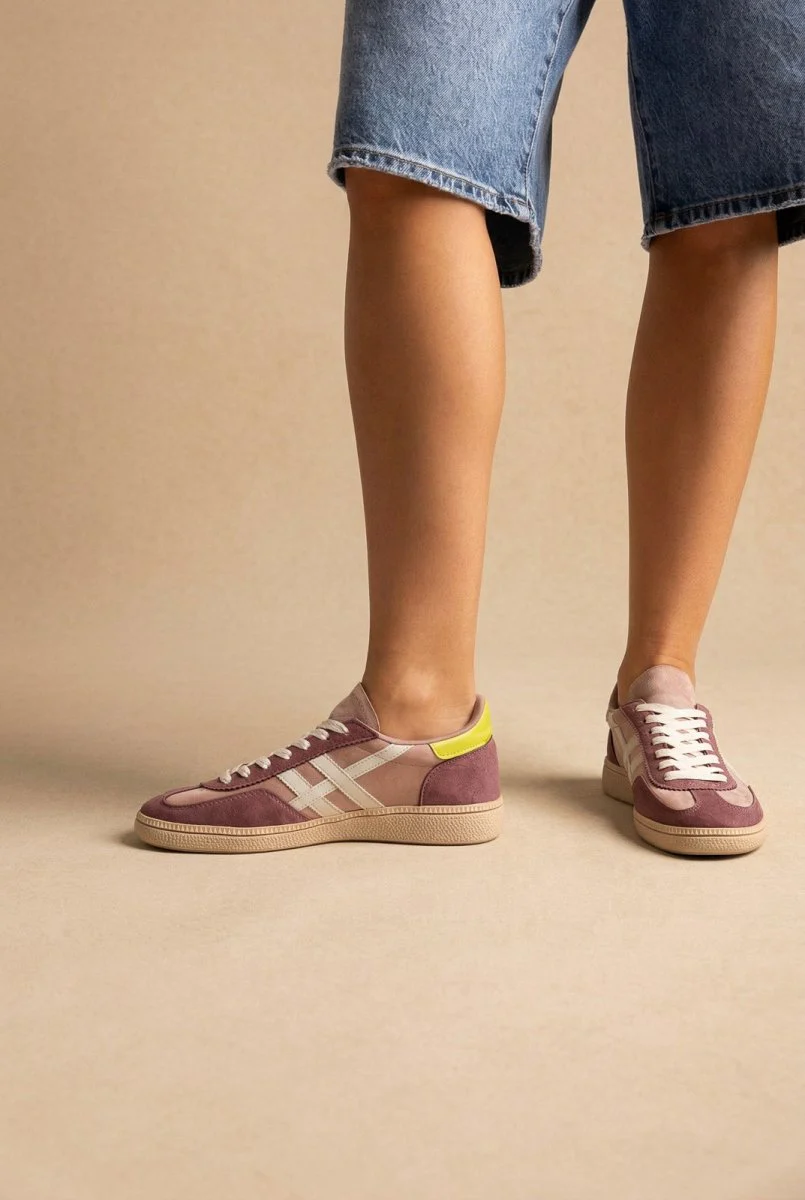 Sneakers με κορδόνια - Λιλά Σουέντ - Image 4