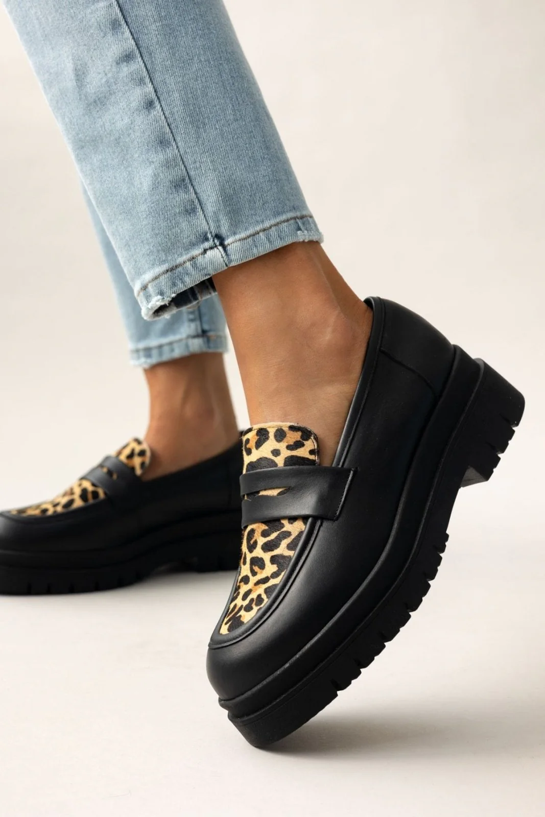 Δερμάτινα loafers με συνθετικό pony skin - λεοπάρ - Image 5