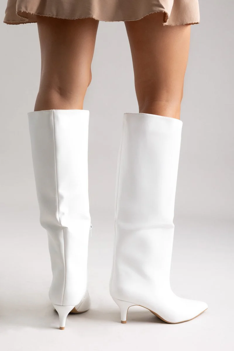 Μπότες Kitten Heel - White Matte - Image 9