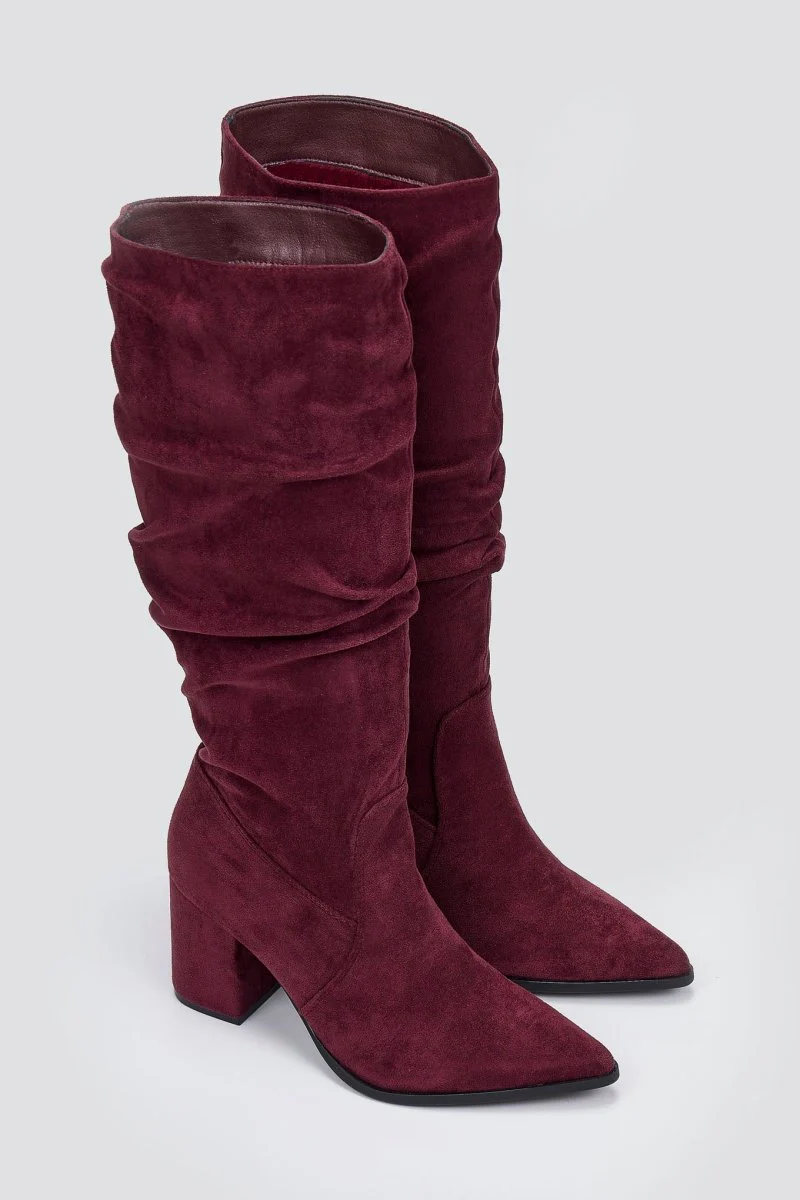 Μπότες Pointed Toe - Burgundy Suede - Image 4