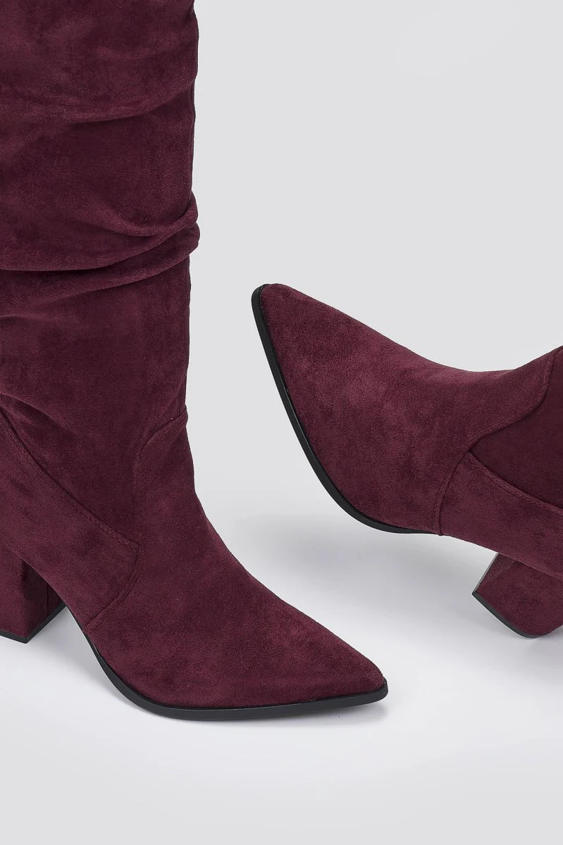 Μπότες Pointed Toe - Burgundy Suede - Image 7