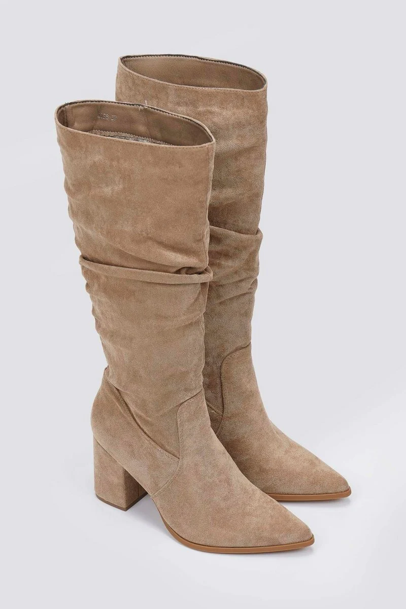 Μπότες μυτερές - Taupe Suede - Image 4