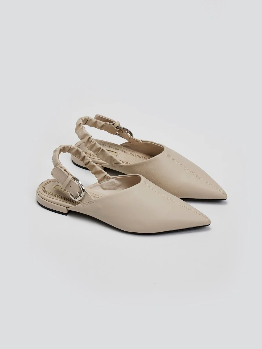 Mules μυτερά με frilled λάστιχο CORINA - Μπεζ - Image 2
