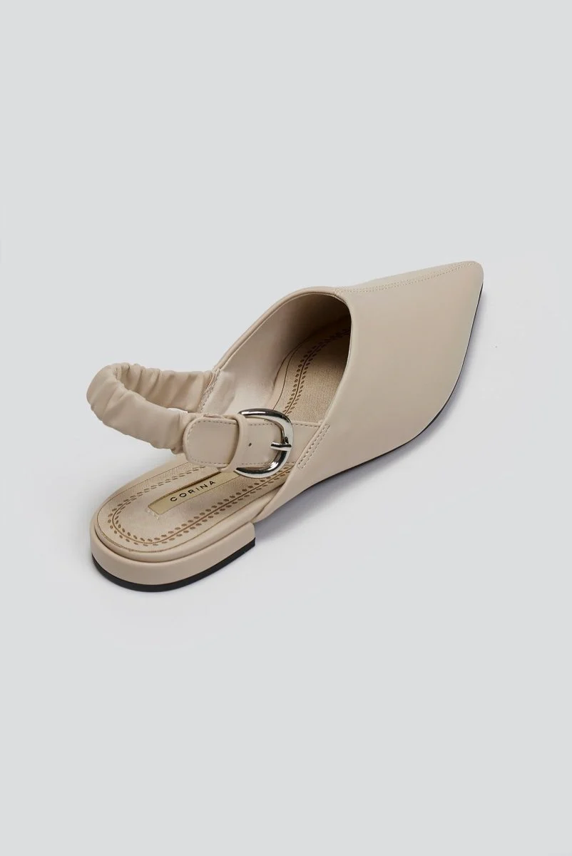 Mules μυτερά με frilled λάστιχο CORINA - Μπεζ - Image 4