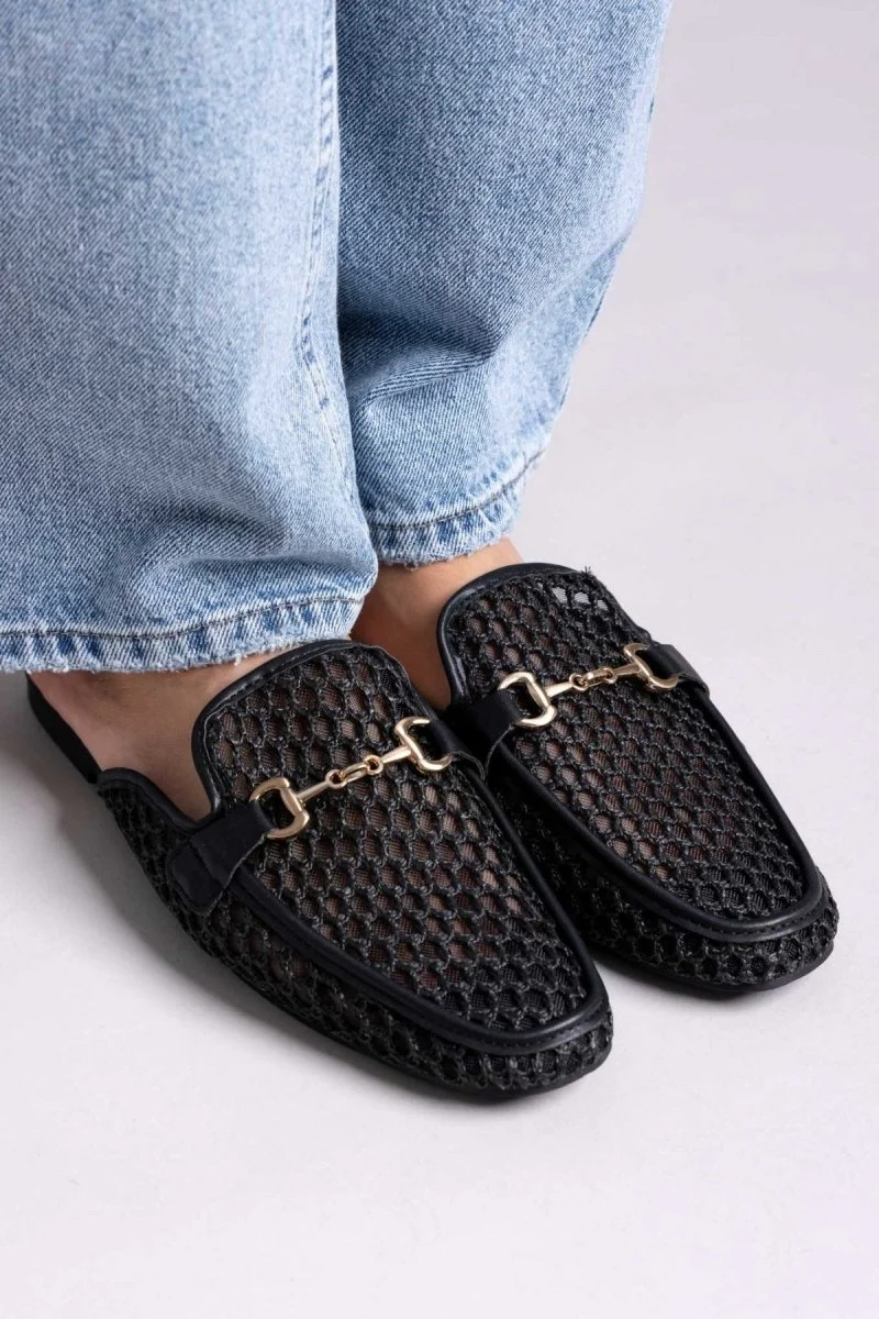 Φλατ Mules με διαφάνεια - Μαύρο - Image 7