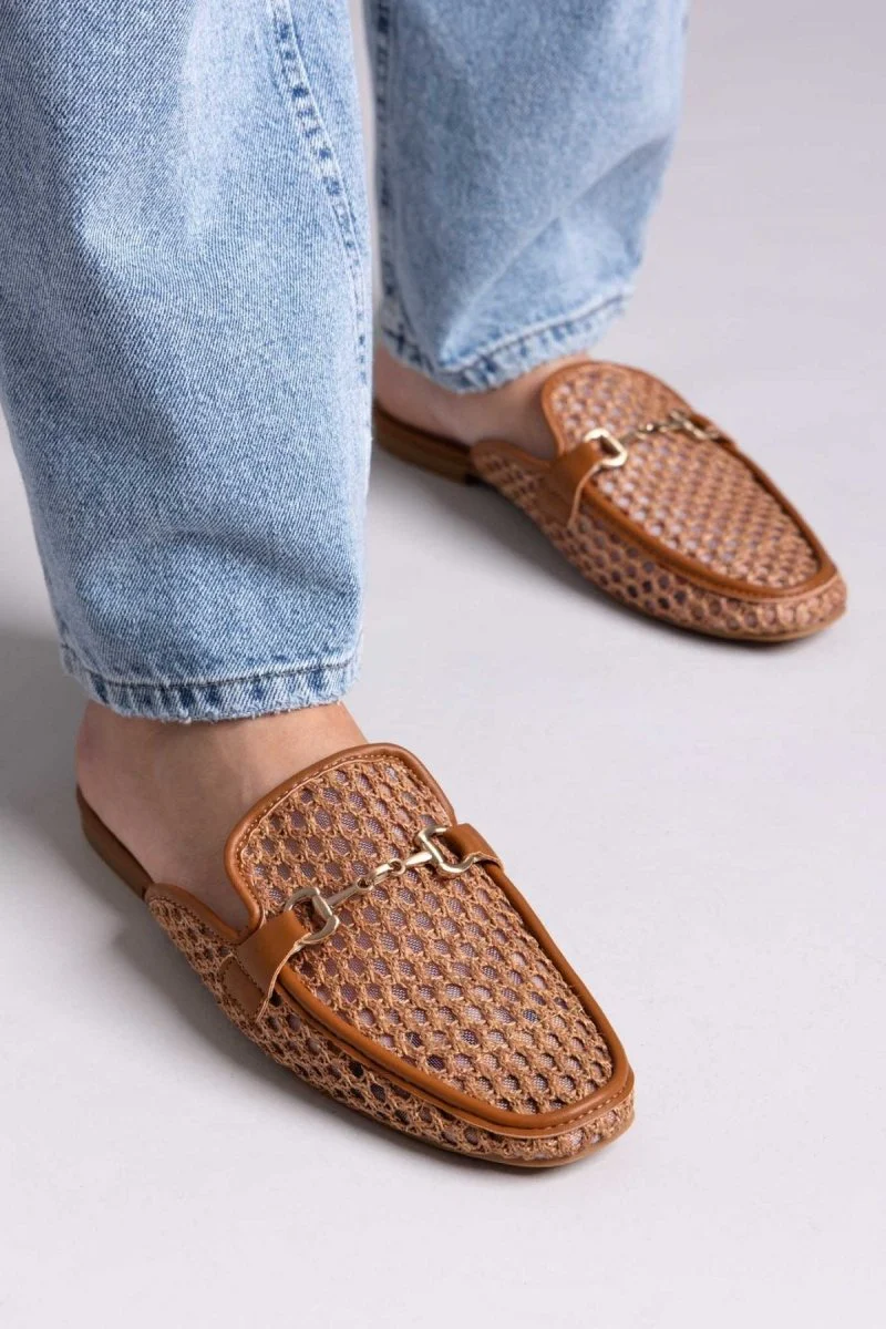 Φλατ Mules με διαφάνεια - Κάμελ - Image 7