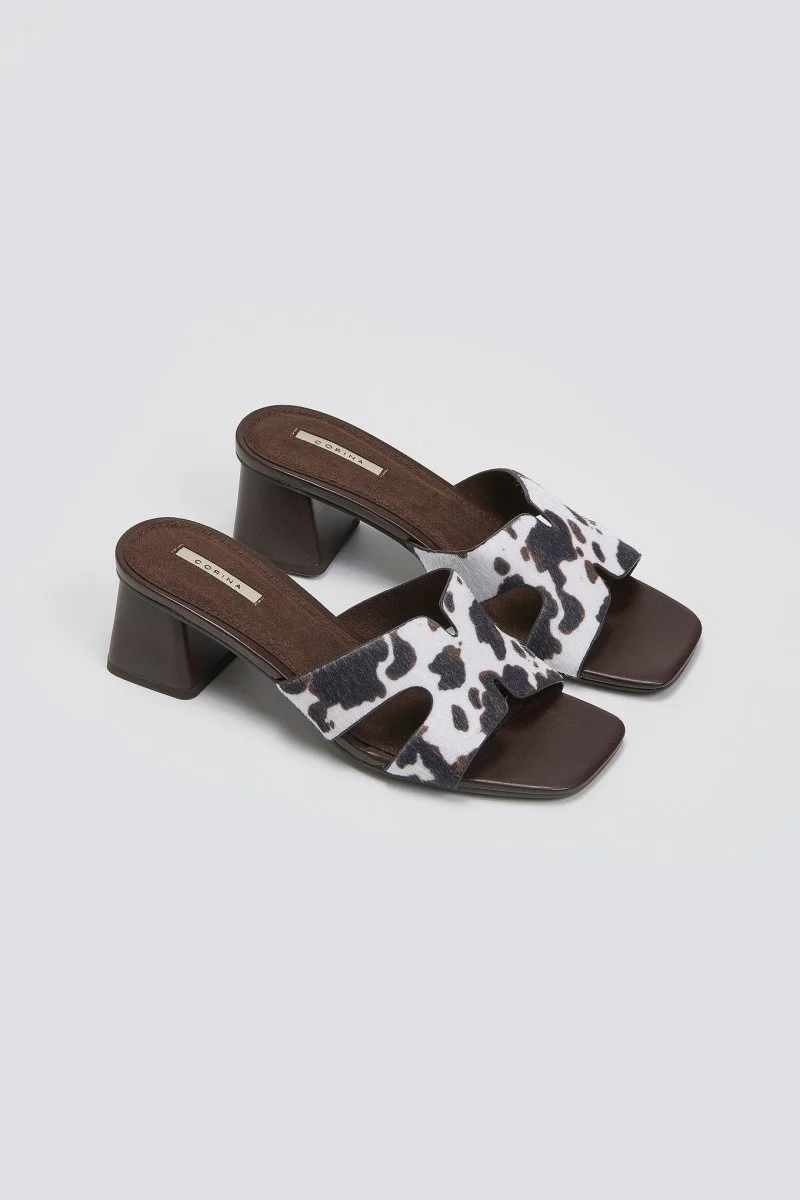 Mules ανοιχτά με print - Καφέ - Image 4