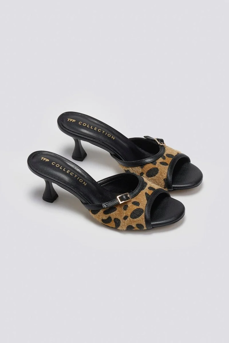 Mules με συνθετικό Ponyskin - Λεοπάρ - Image 5