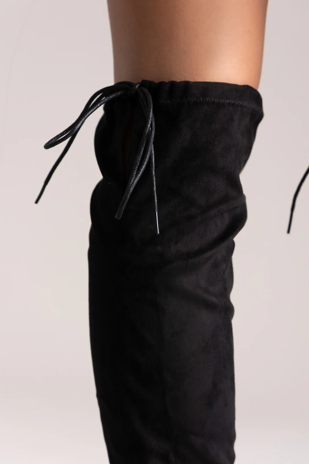 Over-the-Knee Suede Μπότες με Δέσιμο - Μαύρο Suede - Image 7