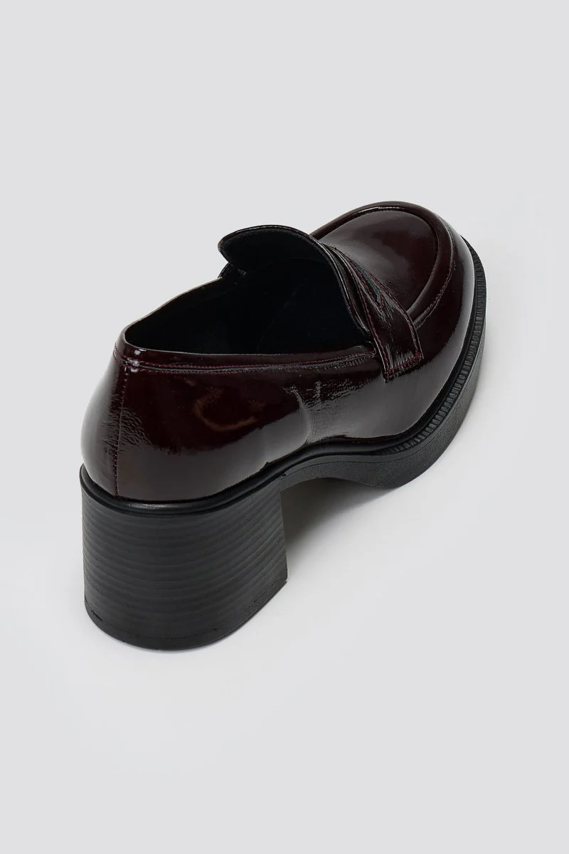 Δερμάτινα loafers με τακούνι - Μπορντώ Λουστρίνι - Image 7