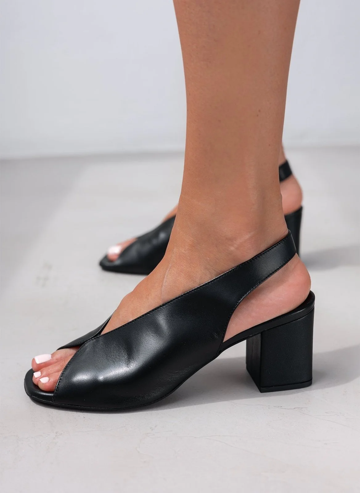 Άνετα πέδιλα peep toe - Μαύρο - Image 7