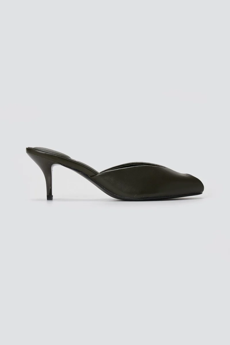  Peep Toe Mules Kitten Heel - Λαδί Ματ - Image 5