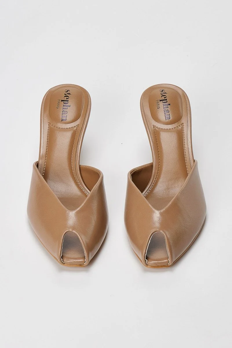 Peep Toe Mules Kitten Heel - Τάουπε Ματ - Image 6
