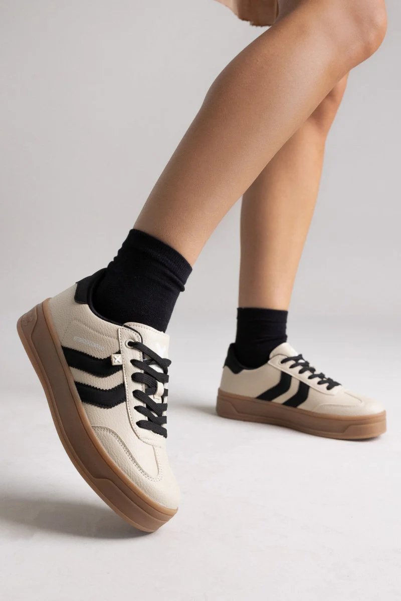 Αθλητικά παπούτσια flatform- Μπεζ Ματ - Image 2