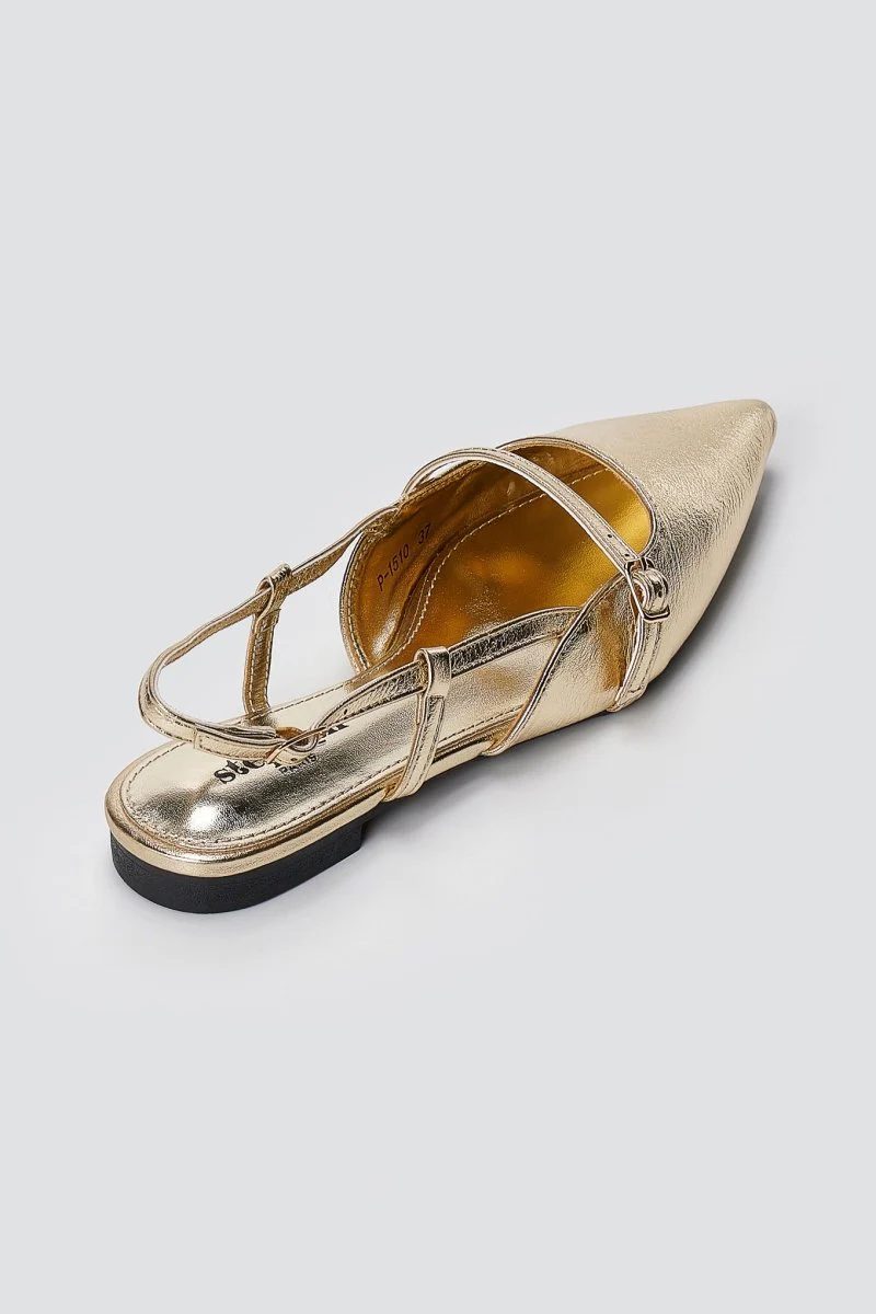 Μυτερές Slingback μπαλαρίνες - Χρυσό μεταλλικό - Image 6
