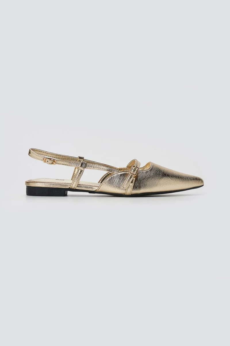 Μυτερές Slingback μπαλαρίνες - Χρυσό μεταλλικό - Image 7