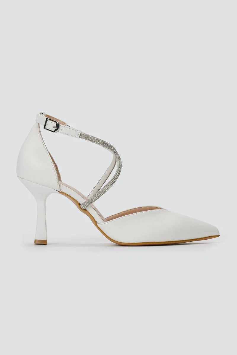 Pointed Toe Pumps - White Matte - Image 2